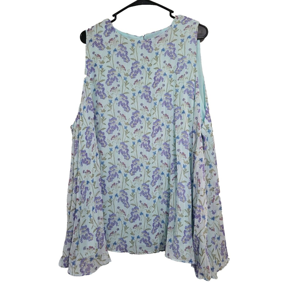 Suzanne Betro Size 4X Womens Top Blue Floral Sleeveless Lined Flowy Blouse NWT
